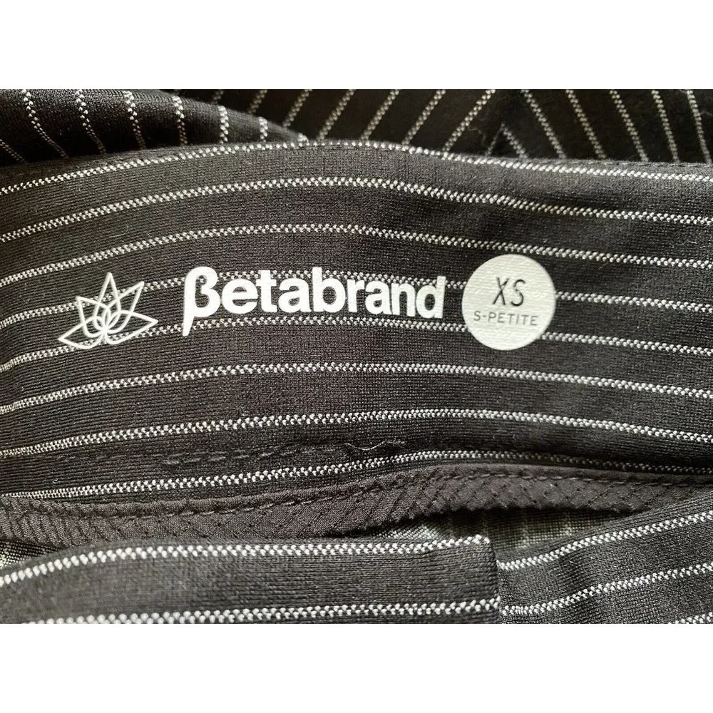 Betabrand XS S-Petite Pinstripe Ankle Zipper Cropped Trouser Pants Pockets 9239